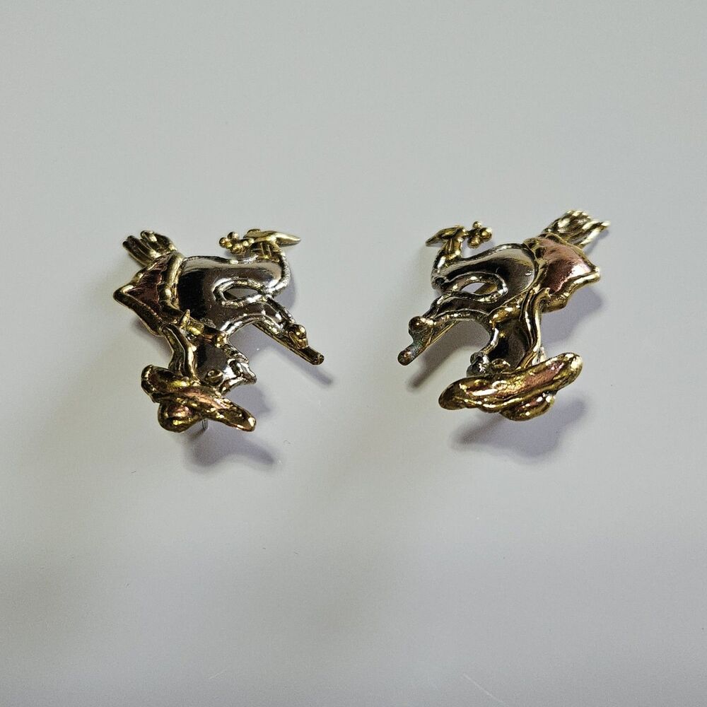 Artisan Mixed Metal Halloween Witch On A Broom Earrings - Picture 11 of 14